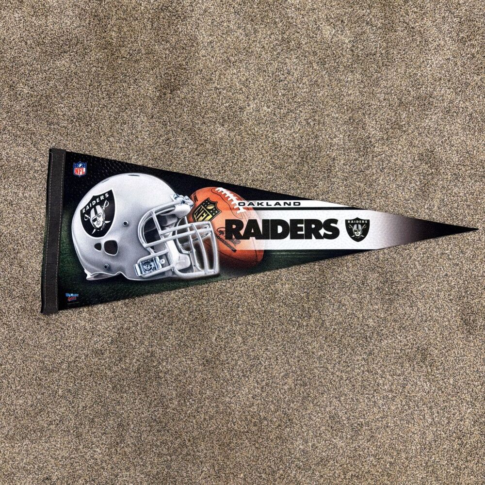 WinCraft Las Vegas Raiders NFL Football Pennant Flag Black Gray White